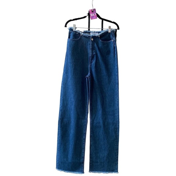 WE WORE WHAT Indigo  Frayed Waist Straight Leg Jean, FF0633 - Picture 2 of 12